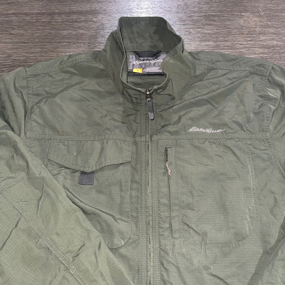 Eddie Bauer Mens Large Green Travex Jacket Ripstop Full Zip Utility Pocket